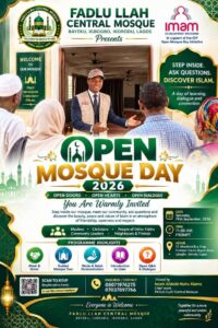 Open Day poster for Fadlu Llah Central Mosque