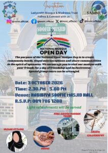 Open Day poster for Habibiyah Soofie Musjid, Ladysmith