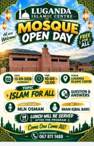 Open Day poster for Luganda Islamic Centre
