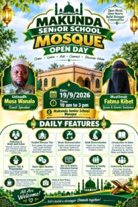 Open Day poster for Makunda Senior School Mosque