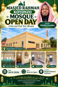 Open Day poster for Masjed Rahmah Koyonzo