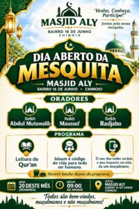 Open Day poster for Masjid Aly