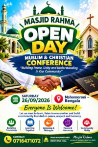 Open Day poster for Masjid Rahma