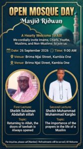 Open Day poster for Masjid Ridwan