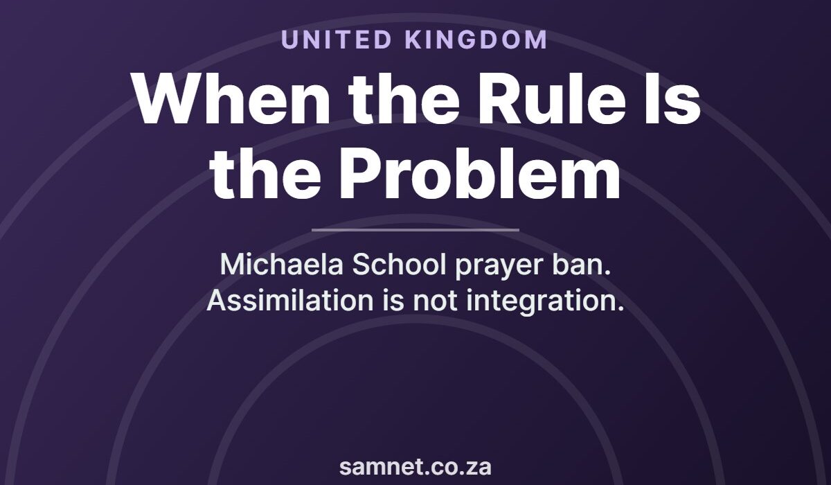 Michaela School prayer ban — assimilation is not integration