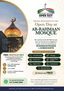 Open Day poster for Musjidur Rahmaan