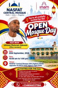 Open Day poster for NASFAT Central Mosque, Agbara