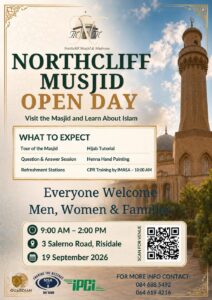 Open Day poster for Northcliff Musjid and Madressa
