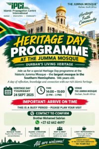Open Day poster for The Jumma Mosque