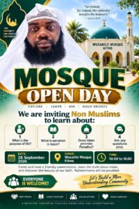 Open Day poster for Wusakile Mosque